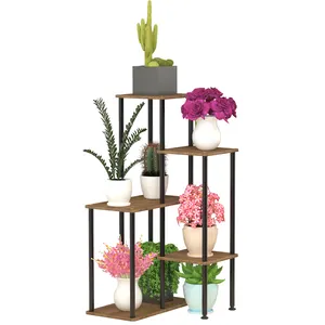 Modern Home Decor Plant Stand 5 Tiers 8 Pots Small Indoor Narrow Metal Flower Stand Holder