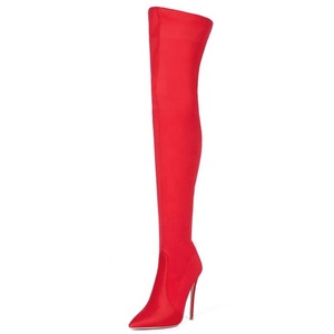 Multi-colors Size 45 Women's Over Knee Boots Stretch Fabric Thigh High Boots Women Skintight Stiletto Shoes on Long Boots - Product Image 4
