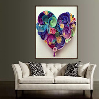 Usine personnalisée le papier coloré fleur amour coeur 5d bricolage ab diamant peinture intérieur maison mur décor moderne pleine perceuse peinture