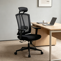 Meilleures ventes 360 ° Chaise de bureau pivotante à dossier haut en maille avec appui-tête en PU et vérin à gaz