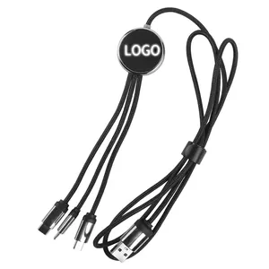 Relatiegeschenk Op Maat Opladerkabel Oplichten Logo Mobiele Telefoon Snel Oplaadsnoer Usb Led Licht Oplaadkabel