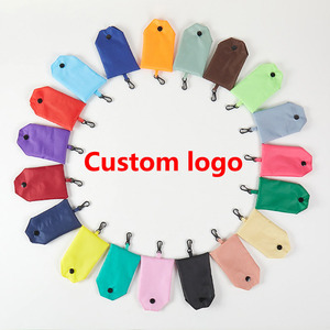 Custom logo High Quality Portable 210T Polyester 37*57 CM Pure Folding Reusable Shopping Bag for Advertising Promotion