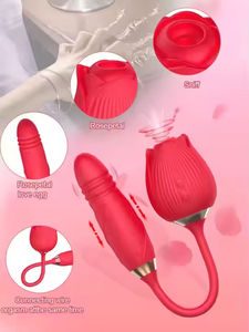 อุปกรณ์เสริมความสุขทางเพศรูปดอกกุหลาบพร้อมลิ้นสั่นสะเทือน กระตุ้นหัวนมและคลิตอริส ดูดและเลียคล้ายการใช้ปาก - Product Image 6