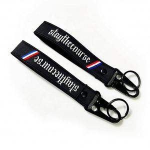 <b>Custom</b> Logo Silk Screen Printing Strap Wrist Woven Embroidery Keychain Lanyard Short <b>Key</b> Chain - Product Image 1