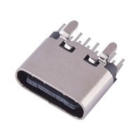 Connecteur USB Type-C femelle 16 broches en cuivre 3.0A Max à montage vertical DIP longueur 6.5