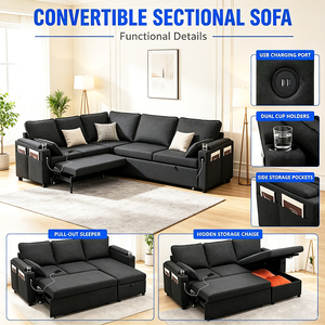 Canapé-<span class=keywords><strong>lit</strong></span> inclinable <span class=keywords><strong>en</strong></span> forme de L avec rangement dissimulé, design moderne pour chambre à coucher, salon et petit appartement - Product Image 4