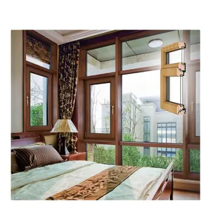 กระจกสองชั้นเคลือบสีขาวสามชั้น Egress Wood Clad ภาพหน้าต่างอลูมิเนียมและประตูกระจกอลูมิเนียมและลม