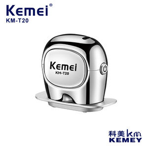 Kemei Electric Shaver KM-T20 5.5cm Mini Portable Men's Rotary Beard Trimmer <b>USB</b> Charging Metal Body - Product Image 3