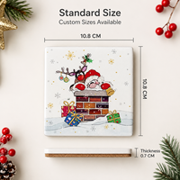 Vente flash : Sous-verres en céramique personnalisés avec impression UV, motifs de Noël, pour protéger la table