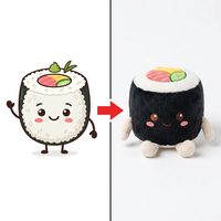 Jouet en peluche personnalisé en forme de rouleau de sushi, créé à partir de votre croquis dessiné à la main, broderie personnalisée en peluche bicolore sur le thème des fruits de mer