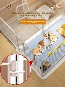 <span class=keywords><strong>Indoor</strong></span> Geïntegreerde Hondenkooi Met Barrière <span class=keywords><strong>Pet</strong></span> Hek Hondenhok Toilet Voor Middelgrote Corgis Metalen Constructie Knoopsluiting - Product Image 4