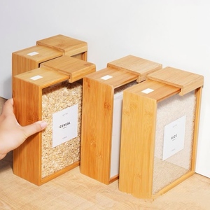 Xu hướng sản phẩm tùy chỉnh 3L lưu trữ <span class=keywords><strong>container</strong></span> với cửa sổ rõ ràng trở lại không khí hộp và Tre hộp gỗ Countertop - Product Image 3