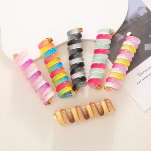 Seven Rainbow Color Braided Hand Tied Hair Extension Telephone Wire High Elasticity Durable Hair Ties