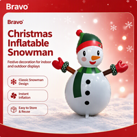 Bravo Bonhomme de neige gonflable lumineux blanc de Noël 105x73cm avec lumière LED pour décoration extérieure de jardin, de cour et de fête, décoration de vacances