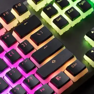 108按键PBT布丁键帽，带粉色白色彩色发光二极管RGB背光60%，用于定制机械键盘键帽