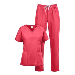 HZMNOI Women's Scrub Set V-Neck Top And Pants Moisture Wicking Hospital Uniforms For Nurses Doctors - Product Image 4
