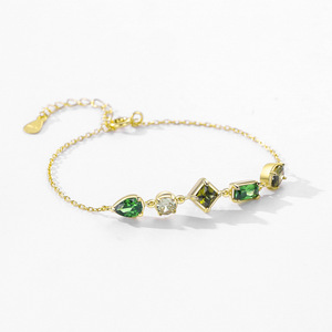 Pulsera de Cadena de Plata de Ley S925 con Circonitas Multicolores Estilo Bosque para Mujer, Joyería de Moda, Versión de Cobre Personalizable - Product Image 3
