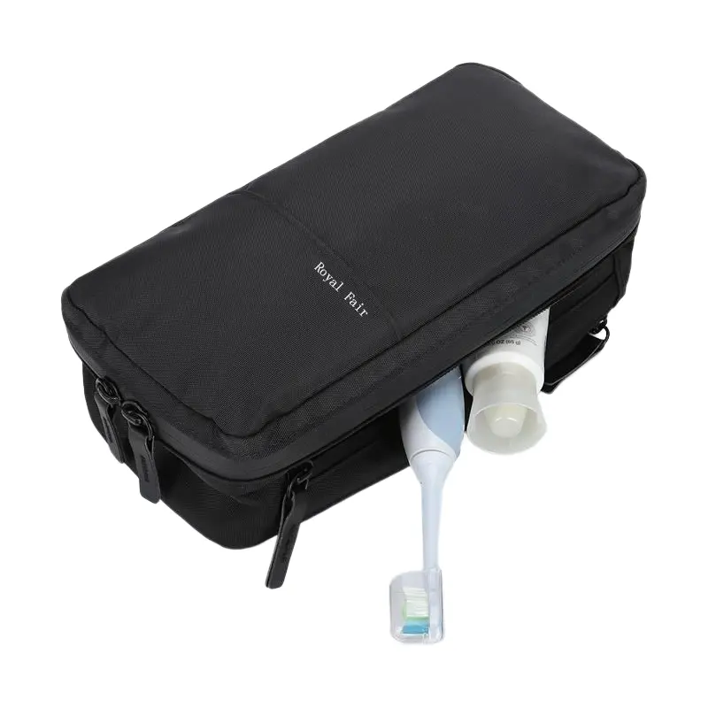 Custom Compact Mens Toiletry Travel Bag Hanging Mens Dopp Kit bag for Travel Waterproof Wash Pouch Black
