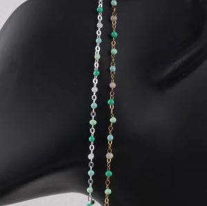 Cadena Plana Delicada de Oro Laminado de 14k de 1.5mm con Cuentas Esmaltadas Multicolor Verde <span class=keywords><strong>para</strong></span> <span class=keywords><strong>Accesorios</strong></span> de Joyería <span class=keywords><strong>Permanente</strong></span> DIY - Product Image 6