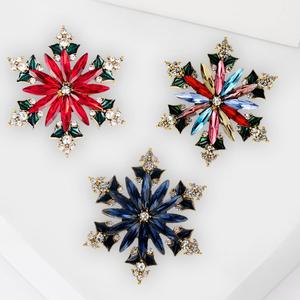 MY02 Cristal Floco De Neve Broches Pins Set <span class=keywords><strong>DIY</strong></span> Casamento Bouquet Broches Kit Red Rhinestone Natal broche - Product Image 1