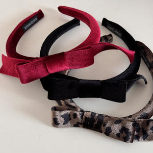 Bandeau à nœud en <span class=keywords><strong>velours</strong></span> de couleur unie fait à la main pour femmes bandeau à nœud imprimé léopard vintage - Product Image 2