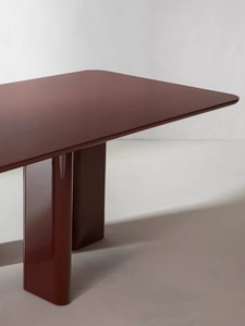 Lacquered Wood <strong>Dining</strong> <strong>Table</strong> with Bevelled Edges Noble Materials in Burgundy Caramel, Khaki <strong>White</strong> Rectangle Conference <strong>Table</strong> - Product Image 6