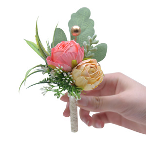 Rose Corsage und Männer Bouton niere Set für Hochzeits blumen Zubehör Prom Anzug Dekorationen - Product Image 4