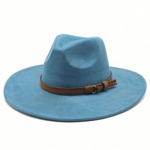 Hot Selling Spring Autumn Fashion Suede Fedora <b>Hat</b> New Women Men Events Women Wide Brim Fedora <b>Hats</b> - Product Image 1