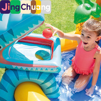 Piscine gonflable pour enfants JingCHuang57444 avec toboggan, bassin à jets épaissi, piscine à balles océaniques, piscine à pataugeoire pour bébé à domicile