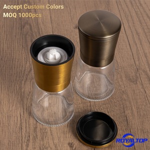 <span class=keywords><strong>Moulin</strong></span> à sel et à <span class=keywords><strong>poivre</strong></span> de luxe en acier inoxydable plaqué or, 160 ml, en verre, manuel, pour cuisine, restaurant, camping, barbecue - Product Image 3