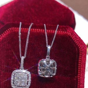 CAOSHI Neue Luxuriöse Quadratische Design Silberbeschichtete Funkelnde Imitierte Diamant-Halsketten Damen Hochzeitsmode Schmuck Anhänger-Halsketten - Product Image 2