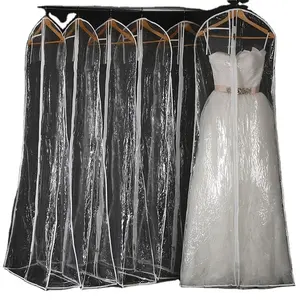 중국 도매 PVC 플라스틱 먼지 신부 웨딩 드레스 가방 여성의 긴 드레스 이브닝 가운 휴대용 지퍼 커버 의류 정장 가방
