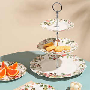 Benutzer definierte 3 Tier Keramik Hochzeit Dessert Obst Snack Cupcake Kuchenst änder für Tea Party Servier platte - Product Image 3