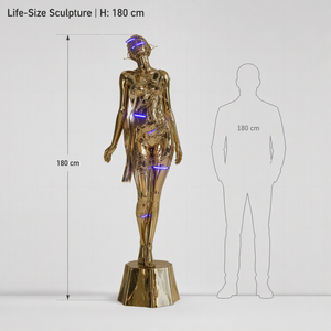 Groot futuristisch LED-verlicht robotfiguur van hars voor hotel, winkelcentrum en showroomdecoratie - Product Image 2
