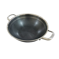 Dreischichtiger Edelstahl-Wok, beidseitig geätzt, antihaftbeschichtet, mit Glasdeckel, universell für Gasherd und Induktionsherd geeignet, Küchenutensilien