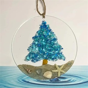 Decoração de Férias Costeira com Conchas e Estrelas do Mar, Tema de Praia, Suncatcher de Vidro Marinho 2D - Product Image 3