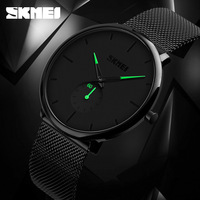 SKMEI 9185 classique noir acier Relogio Masculino mode hommes montres haut marque de luxe montre à Quartz décontracté montre-bracelet pour homme