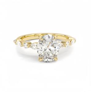 Anillos de oro amarillo de 10K con moissanita de corte ovalado para mujer, anillo solitario para promesa, aniversario, boda. - Product Image 4