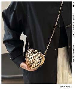 Tas tangan pegangan berlian imitasi Fashion baru tas selempang logam wanita cantik malam tas Clutch kain Glitter - Product Image 2