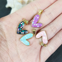 18K Plaqué Or Coloré Naturel Ormeau Shell Coeur Pendentif À La Main Nacre DIY Collier Bracelet Bijoux Accessoires