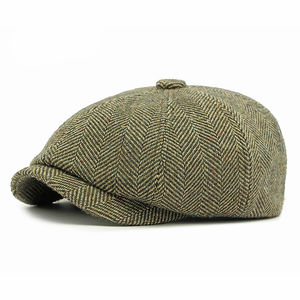 Recién llegado, Boina de lana, sombrero de vaquera para hombres y mujeres, gorro cálido de invierno octogonal Retro con estilo, gorro de vendedor de periódicos - Product Image 4