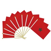 Drapeau du Maroc à agiter à la main, 14*21cm, vente chaude, avec tige en bois, drapeaux personnalisés pour les pays du monde entier
