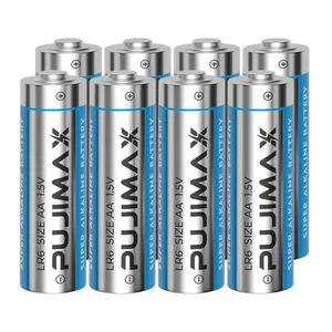 PUJIMAX 8 pièces LR6 batterie jetable inférieure auto-décharge 1.5V AA piles alcalines à usage unique pour jouets brosse à dents électrique