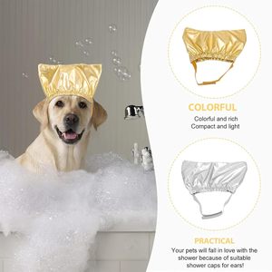 Cat Dog Shower Cap Silver Gold Rose Red Waterproof Ear Cover Bathing Hat Pet Fur Care - Product Image 3