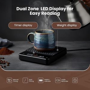 เครื่องชั่งกาแฟดิจิตอลแบบพกพาขนาดเล็ก รุ่นใหม่ พร้อมไฟ LED แสดงเวลาอัตโนมัติ รองรับน้ำหนักสูงสุด 2 กก. ชาร์จไฟได้ - Product Image 2
