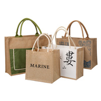 Sacs de courses en toile de jute et lin en gros, style MUJI, sacs fourre-tout, sacs à main, pochettes avec impression par transfert thermique – En stock