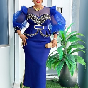 Robe de soirée ajustée pour femme africaine, avec manches lanternes en organza, grande taille, collection 2025 pour le commerce transfrontalier - Product Image 2