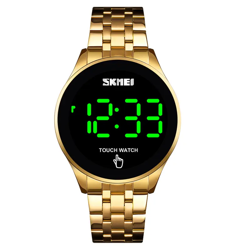 SKMEI 1579 rose gold silver stainless steel waterproof men touch screen digital watch