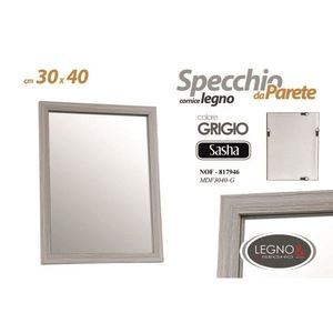 Specchio da Parete Grigio 30 X 40 cm con Cornice in Legno - Product Image 1