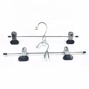 Stainless Steel Metal Pants Hanger Cheap wire trouser hanger with Two Clips